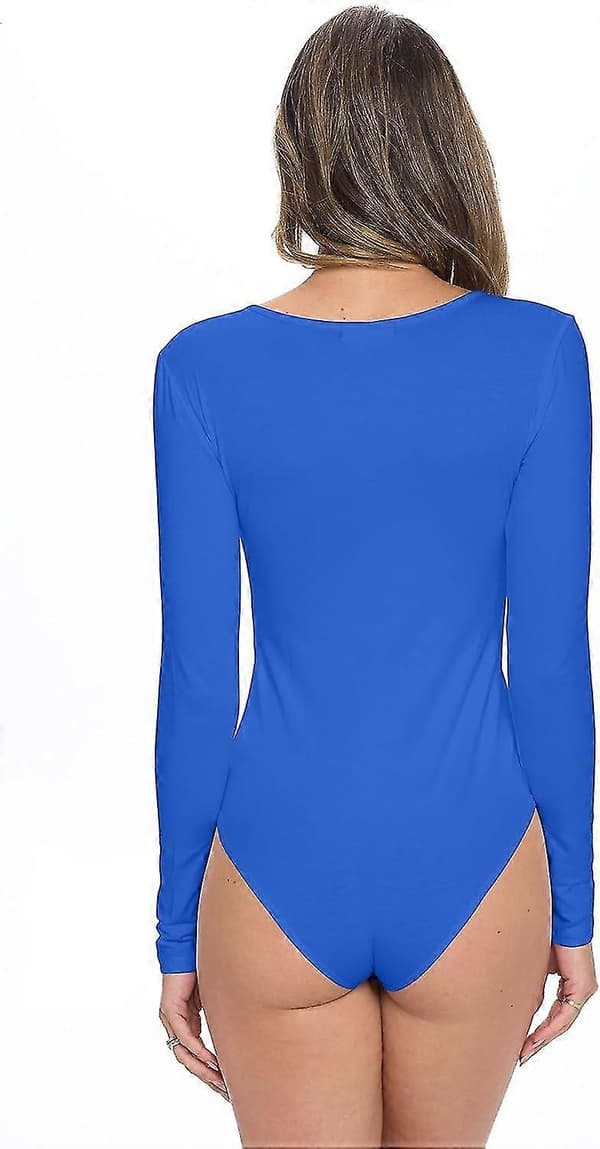Langærmet bodysuit - Åndbar bomuldsstretch Royal Blue X-Small