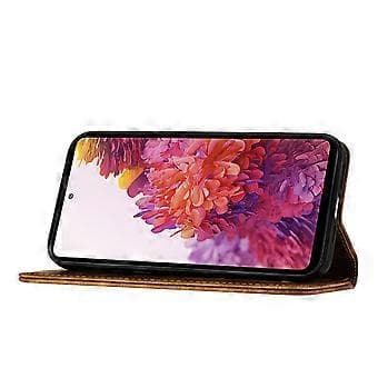 【03】Compatible with Samsung Galaxy S21 FE 5G Embossed Butterfly Cat Wallet Case with Card Slots Kickstand Case Brown