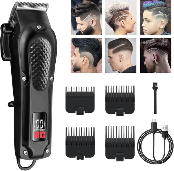 【03】Professionel hårklipper hårtrimmer mænd skægtrimmer langhårstrimmer USB genopladelig LED-display