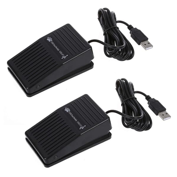 2X USB-fodpedalafbryder til tastaturfunktion til pc-computerspil PCsensor-fodpedal USB HID-pedal Black