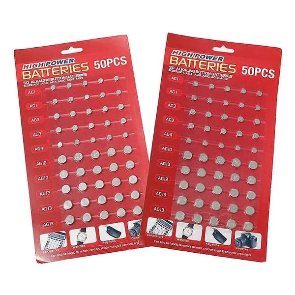 【03】AG1/AG3/AG4/AG10/AG12/AG13 Knapcellebatteri Sæt med 50 stk. Ur-batterier