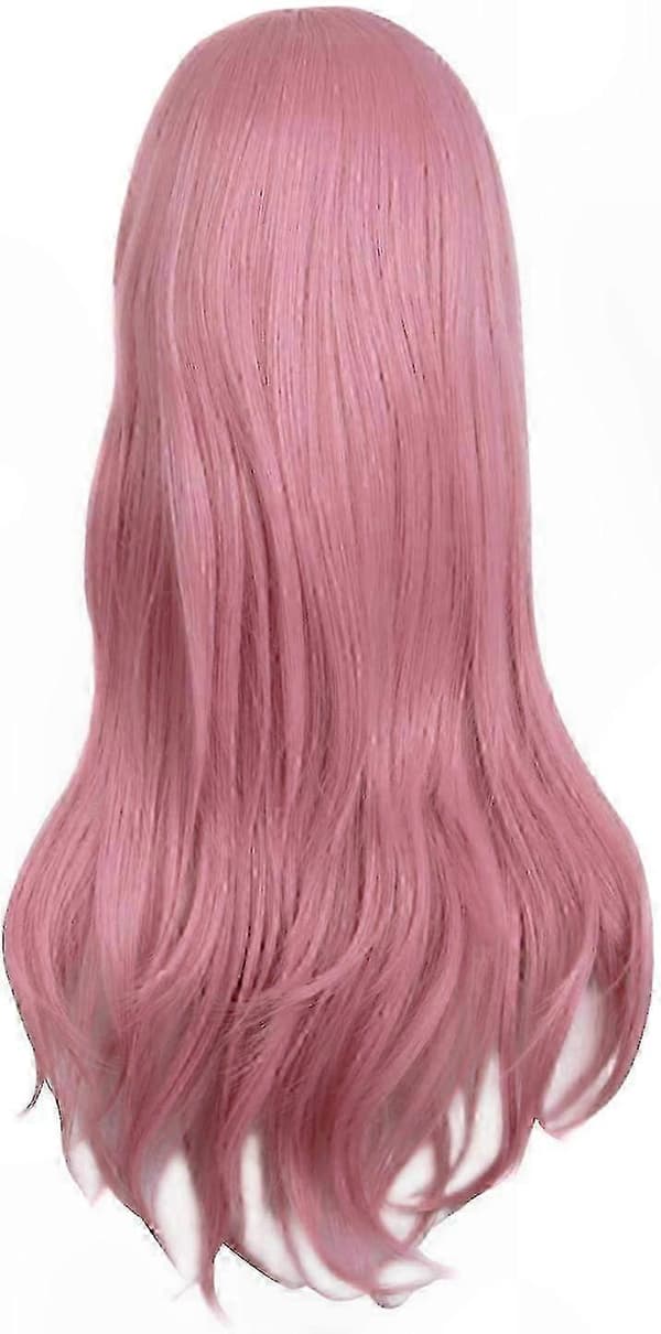 70 cm lång lockig peruk med sidolugg för cosplay (rouge rosa)