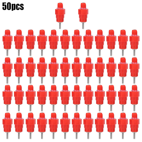 50 stk. 304 Rustfrit Stål 360° Kylling Fjerkræ Foder Vand Nipple Drikke Skruer