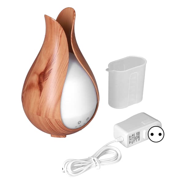 Aromaterapi Luftfuktare 200ml 100V till 240V Ljus Trästruktur Diffuser med LED-lampor EU-kontakt