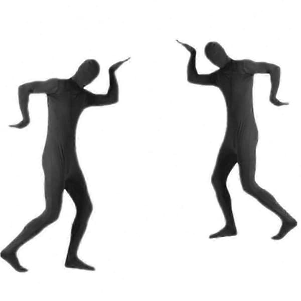 Unisex sort spandex heldragt, strækbar usynlig herrebody til Halloweenfest S