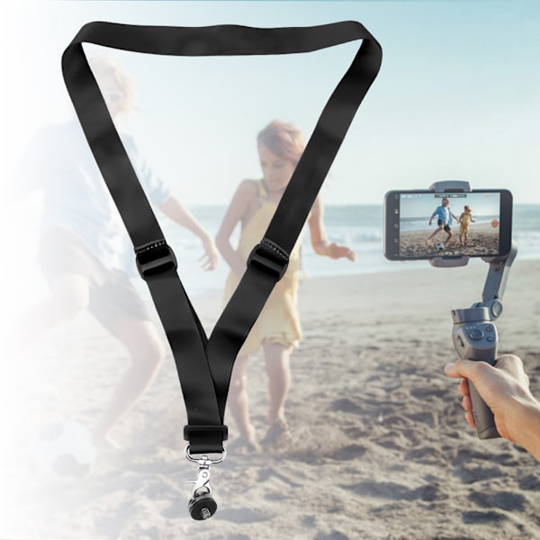 Håndholdt kuglehoved sikkerheds halsrem og 1/4 tomme skruebase til DJI Osmo Mobile 3/2 sort