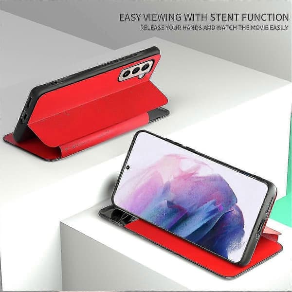 Til Samsung Galaxy A52 4G/5G/A52s 5G View Window Drop-proof Læder Telefoncover med Kortholder Stand Blue