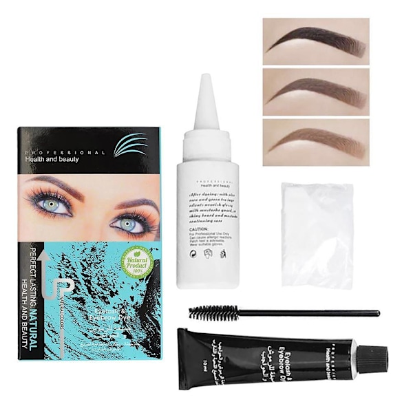 Svart Ögonbrynsfärgset med Borste Halvpermanent Ögonbrynsfärgning Ögonfransar och Ögonbrynsfärgningsmedel Ögonbryn (Kaffe) 10ml + 10ml