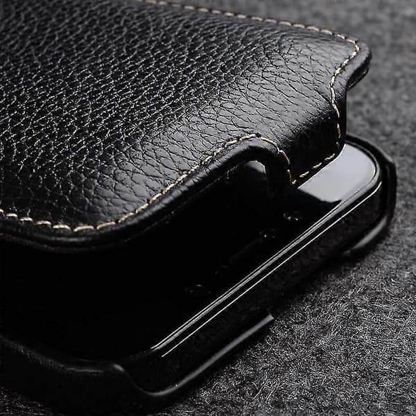 MELKCO Til iPhone 13 Pro Litchi Tekstur Telefoncover Ægte Koskind + PC Vertikalt Flip Bagside Brown iPhone 13 Pro 6.1 inch
