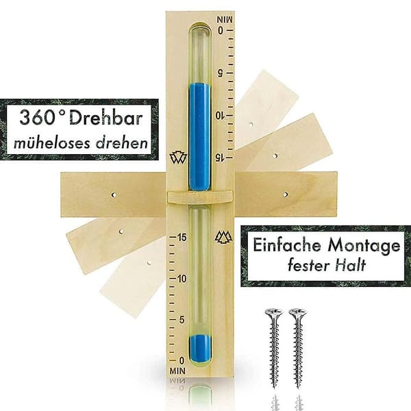 【03】15 minutters sauna timeglas, varmebestandigt glas + 2 rustfri S
