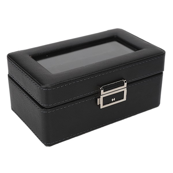 3 Gitre Ur Display Etui PU Læder Pladsbesparende Enkeltlags Ur Opbevaringsboks til Ur Smykker Sort