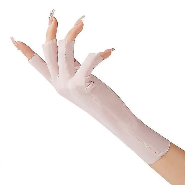 Damhandskar Sommar Dam Anti-UV Solskydd Ice Silk Tunna Handskar Mesh Andningsbara Körhandskar Pink