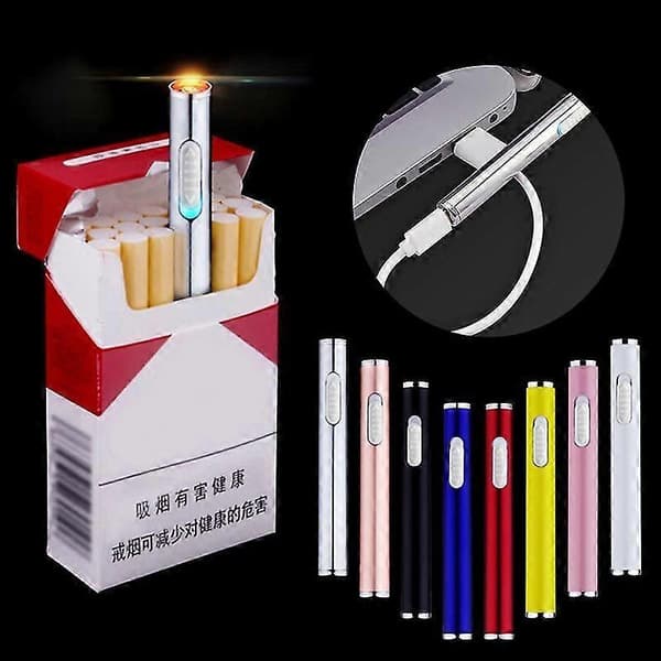 Mini elektrisk USB-cigarettænder slank genopladelig flammeløs vindtæt Blue