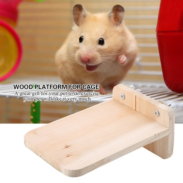 Träplattform med skruvar för hamster ekorre bur små husdjursleksaker