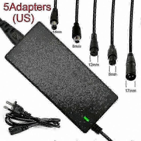 Universal lithium batterioplader 42V 2A til elcykler og scootere med 5 stik, strømforsyningsadapter US Plug