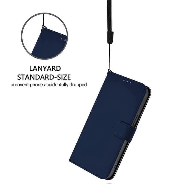 Til Samsung Galaxy A55 5G Cover Solid Farve Pung Læder Telefoncover med Rem - Citron -XN Multicolor Navy Blue