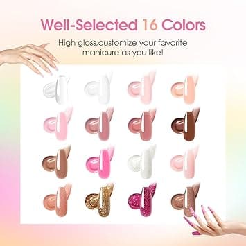 【03】Complete Polygel Set, 16 Pieces, 10ml Extension Gel for Nails with UV Lamp