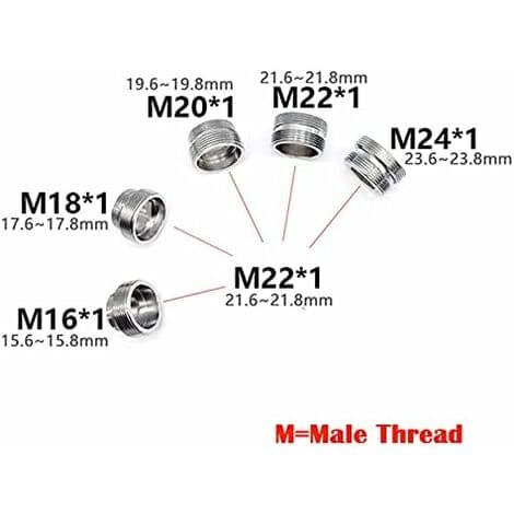 【03】2-pak solid metal vandhaneadapter kompatibel med køkkenhane (M24 til M22)