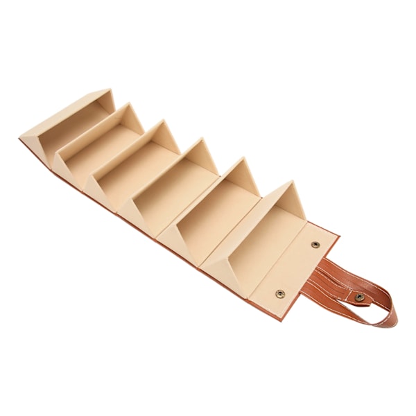Rejse Solbrille Organizer Etui Brun 6 Slots Hængende Foldbar PU Læder Brille Opbevaringsboks