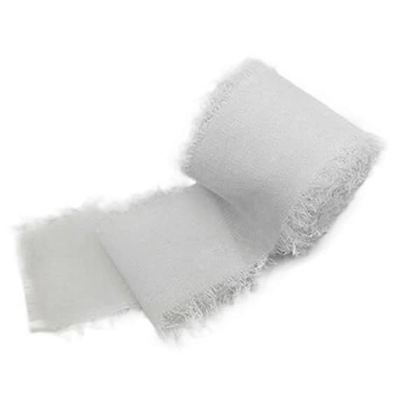 Frayed Kanted Wrinkle Chiffong Sidenband Bröllopsblommabukett Omslagsdekor Rekvisita White