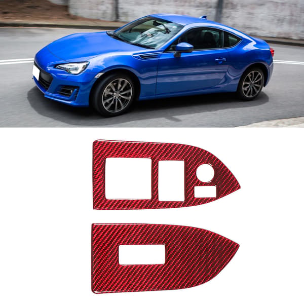 2 stk. Carbonfiber Vindueliftpanel Trim Dæksel Rød Passer til Subaru BRZ