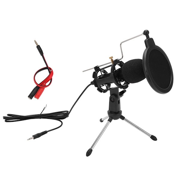 USB Dator Mikrofon Kardioid Kondensatormikrofon Kit med Vikbart Stativ för Studioinspelning