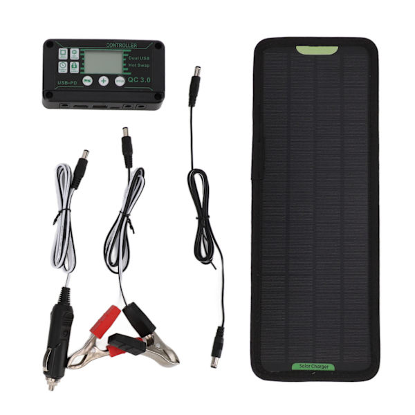 12V 10W MPPT Solcelle Opladningsregulator Strømtab Forebyggelse Vandtæt 12V Solpanel Batteri Oplader Regulator Sort