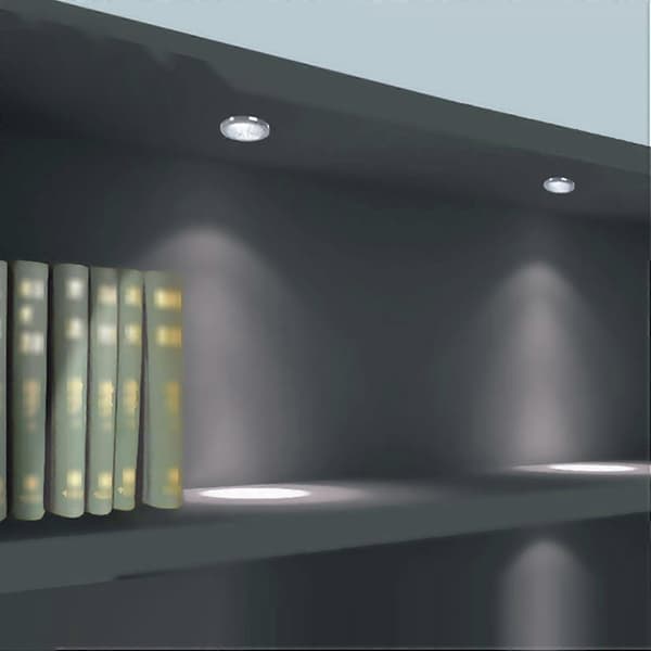 【03】8 STK Smal Rund Form RGB LED Underskabslyssæt SMD5050 Pucklys Farveskiftende Dæmpbar Lysstyrke