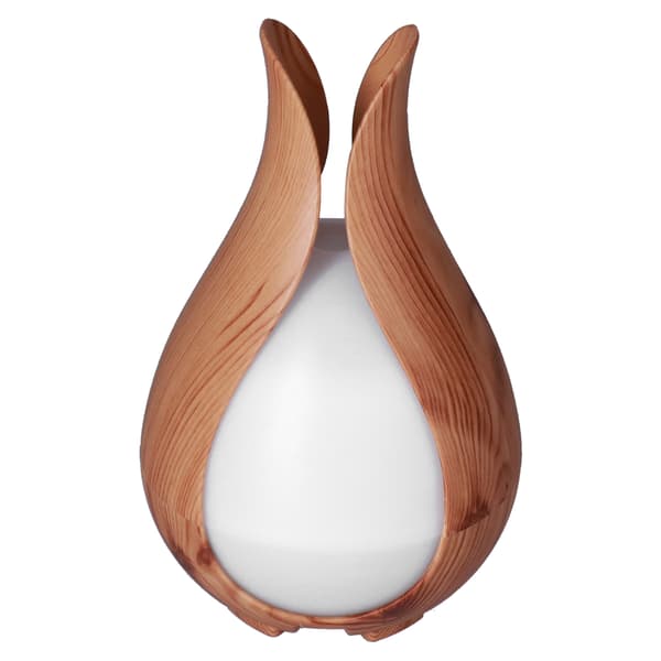 Aromaterapi Luftfuktare 200ml 100V till 240V Ljus Trästruktur Diffuser med LED-lampor EU-kontakt
