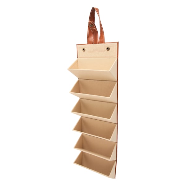 Rejse Solbrille Organizer Etui Brun 6 Slots Hængende Foldbar PU Læder Brille Opbevaringsboks