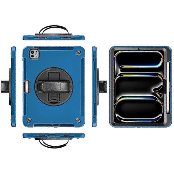 Til iPad Pro 13 (2024) Etui Støttefunktion PC + TPU Robust Beskyttelse Med Skulderrem - Blå, zxl Blue