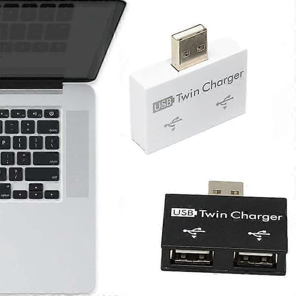 1-till-2-portars USB 2.0-hane med dubbel USB-splithubb och kabeladapter