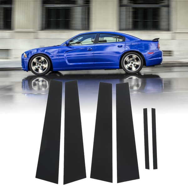 Blank Sort Vinduesbeklædning til Sidedør til Dodge Charger (2011-2021) - 6 stk.