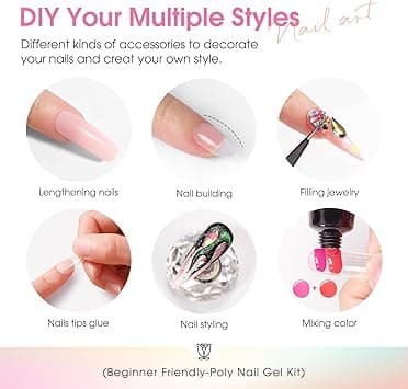 【03】Complete Polygel Set, 16 Pieces, 10ml Extension Gel for Nails with UV Lamp