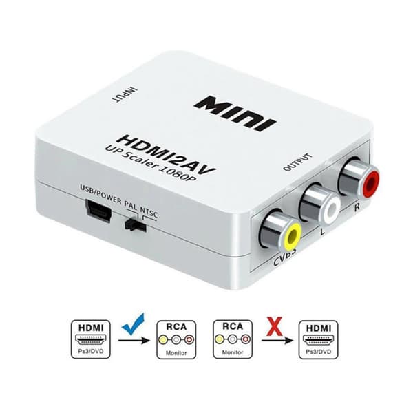 HDMI til AV-konverter, HDMI til AV-adapter, HDMI til RCA, HDMI-switcher, 1080P