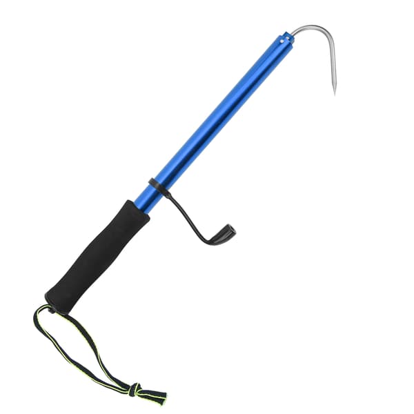 Bærbar Teleskopisk Havfiskeri Gaffel Aluminium Legering Stang med Rustfrit Stål Spids Krog Blå 120CM
