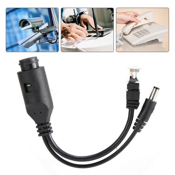24V Vandtæt IP Kamera Power Over Ethernet Adapter POE Kabel Splitter Injector Sort