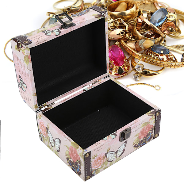 Smyckeskrin Organizer Fodral Bärbar Trä PU Smyckesdisplay Förvaringsfodral för Halsband Örhängen2202C