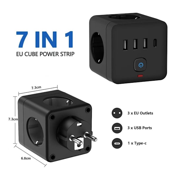 7-i-1 europeisk standardadapteruttag