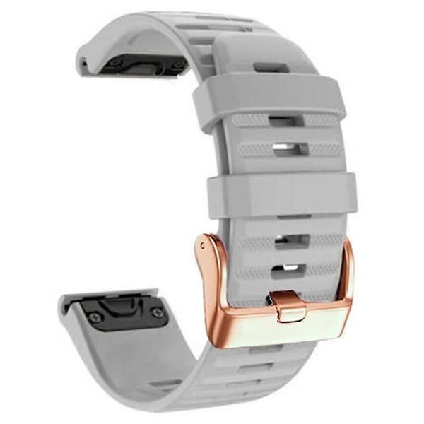 Urremme til Garmin Fenix 7s / 6s Pro / 5s Plus / Instinct 2s, silikone 20 mm rem med vandrette striber og rosaguldspænde -XN Grey