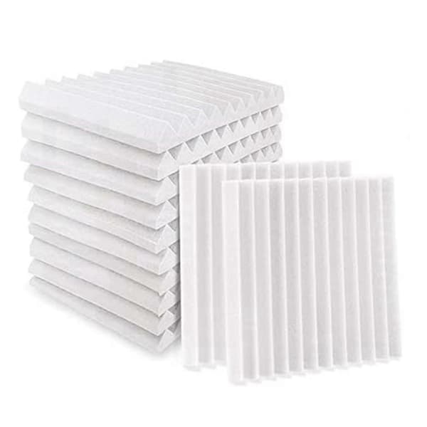 24 stk. akustiske skumplader, studiekileplader, lydisolerende pyramidepanel til studiebehandling osv., 2,5 x 30 cm White