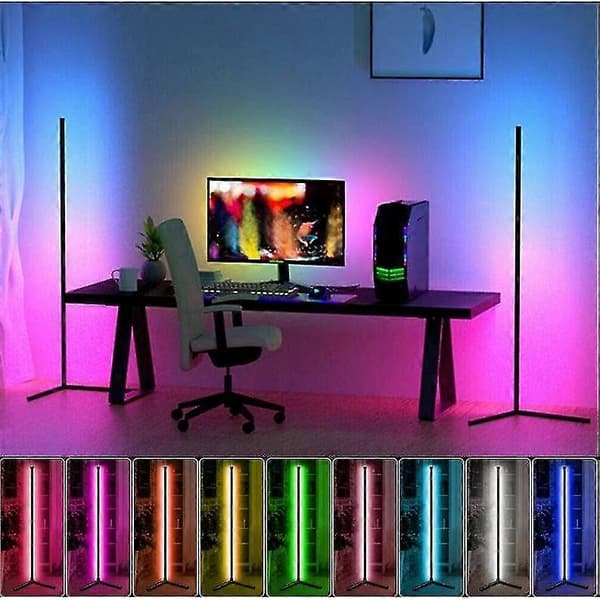 RGB LED-gulvhjørnelampe lysstativ bluetooth streaming spildekoration au