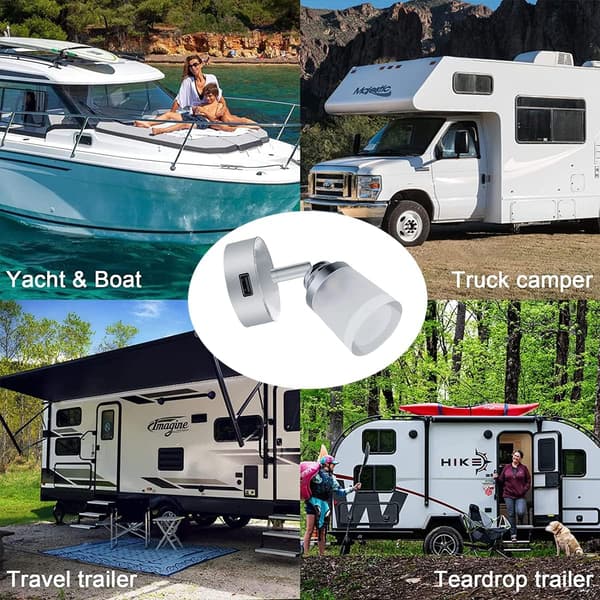 【03】12V LED læselampe med USB, 3W touch-afbryder vægspotlight, dæmpbar sengelampe til autocamper, båd, campingvogn CJY 12V LED Reading Light with USB