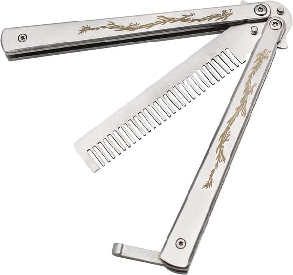 【03】Sommerfuglekam i rustfrit stål, foldbar kam, Balisong metal Co DXGHC