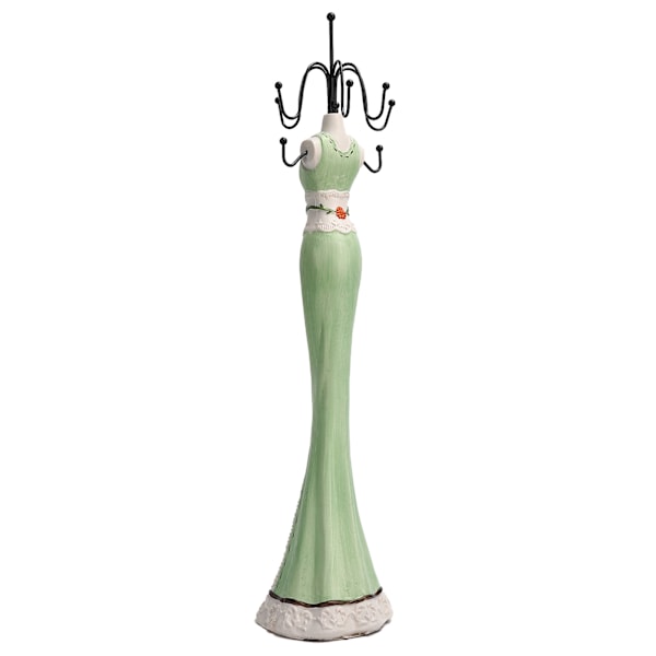 Halskæde Display Stand Model Formet Smykker Øreringe Opbevaringsholder Organizer Rack Grøn