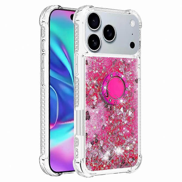 Quicksand TPU-cover med stativ til 17 Pro Max stødsikkert etui Pink