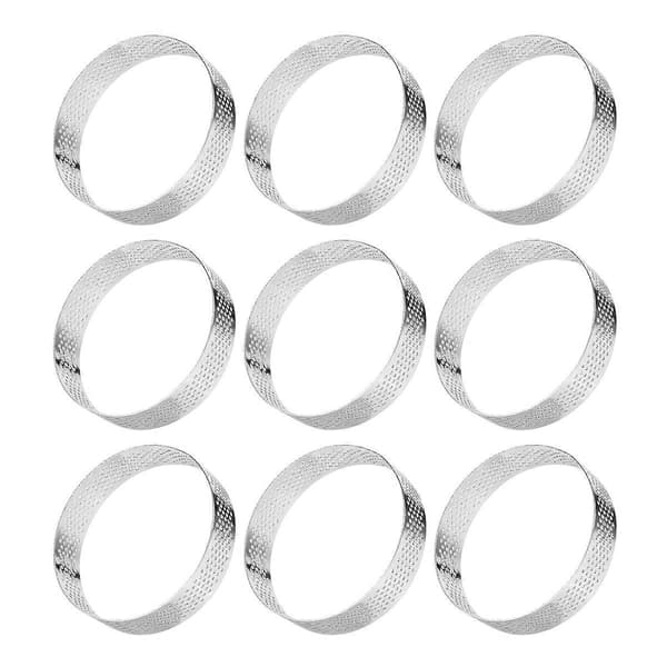 【03】10 stk. Cirkulære kageringe Rustfrit stål Kageform Perforeret Moussering, 8 cm