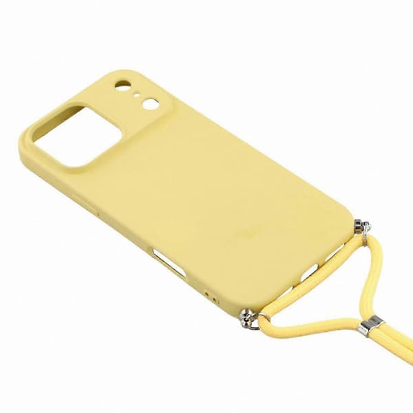 Mjukt TPU-telefonskal med fiberfoder och axelrem för 17 Pro-modeller Yellow