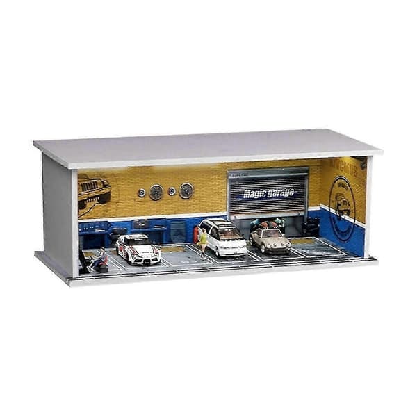 1/64 Diorama Bilgarage Model LED Belysning By Biludstillingslokale Scene til Miniaturkøretøjer Display M