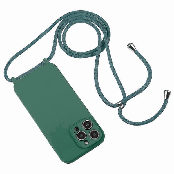 Skulderremsetui med flydende silikone til 14 Pro - HK603 Pine Needle Green